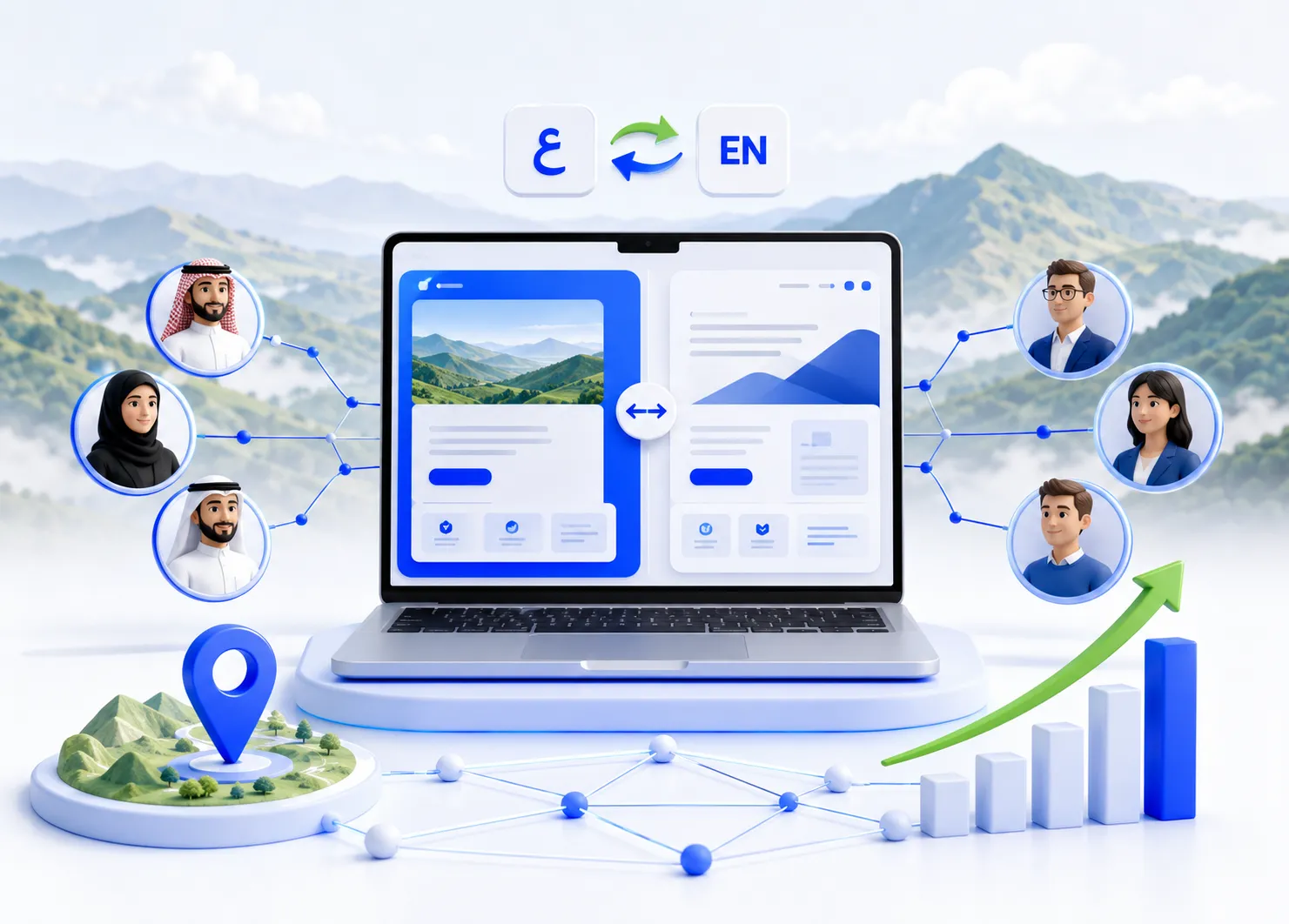 تصميم موقع لغتين في أبها: حلول احترافية للشركات الراغبة في التوسع والوصول إلى عملاء أكثر